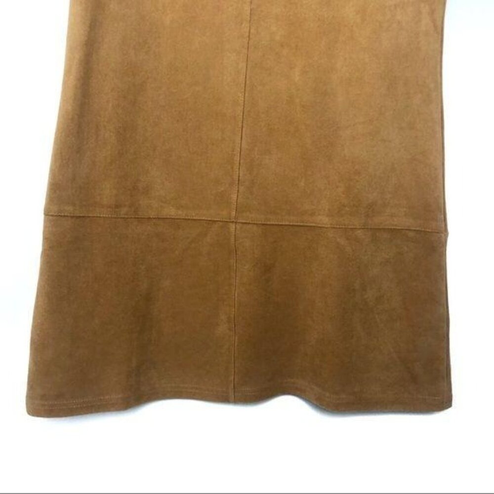 Lovemarks Suede Camel Tan Solid Shift Short Sleev… - image 2